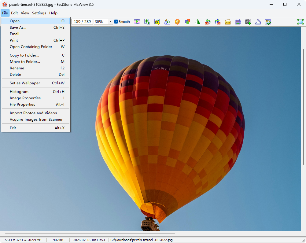 MaxView 文件菜单 - 打开压缩文件